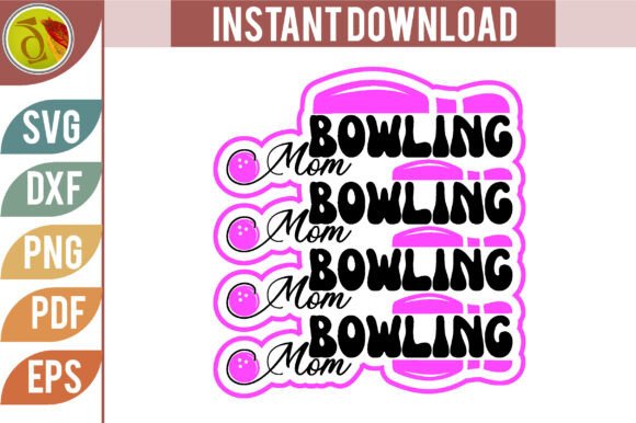Bowling Mom SVG: A Retro Graphic Design Asset for Crafts