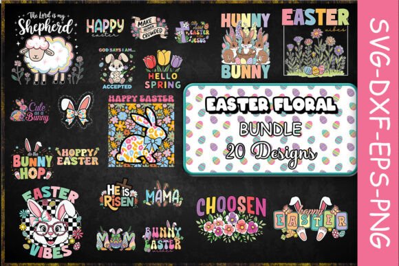 Easter Floral SVG Bundle: A Festive Graphic Design Asset for Local Business Branding