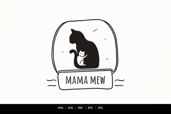 Mama Mew Cat Mom Silhouette Design for Crafts and Graphics