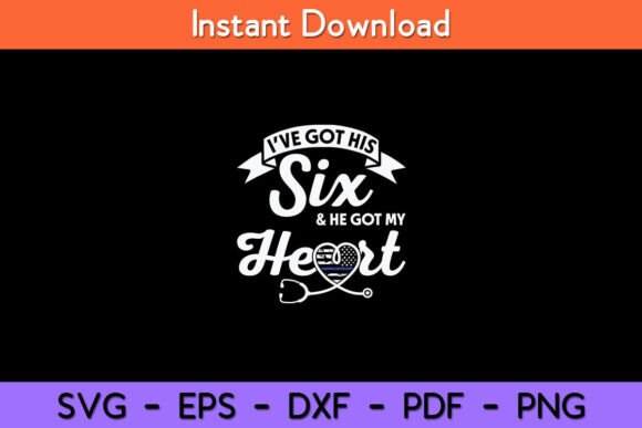 Police Wife Nurse Life Six Heart Thin SVG Design for Crafts and Graphics
