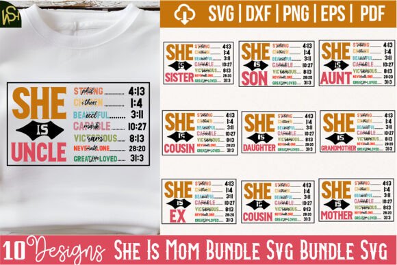 She Is Mom Bundle SVG – A Versatile Graphic Design Asset for Crafts and Creative Projects